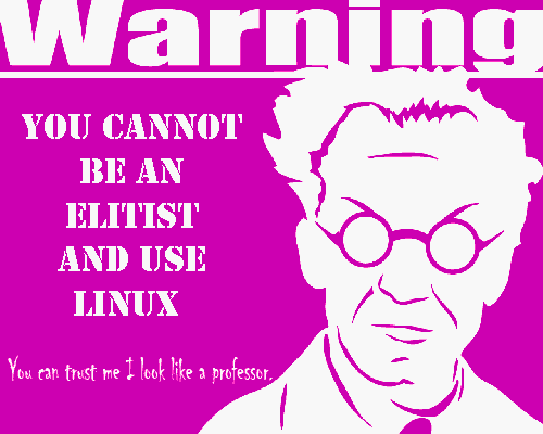 You can't be an elitist using Linux. It's one or the other