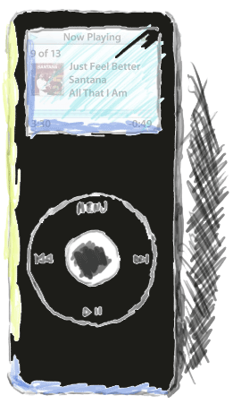 iPod Nano drawing by Vincent Navarino